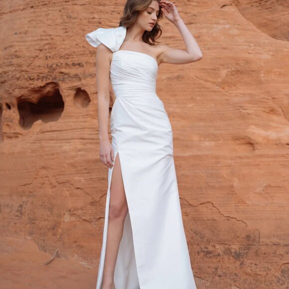 Jenny Yoo Isla Gown with Overskirt Size 10 NEW Taffeta - Picture 6 of 16